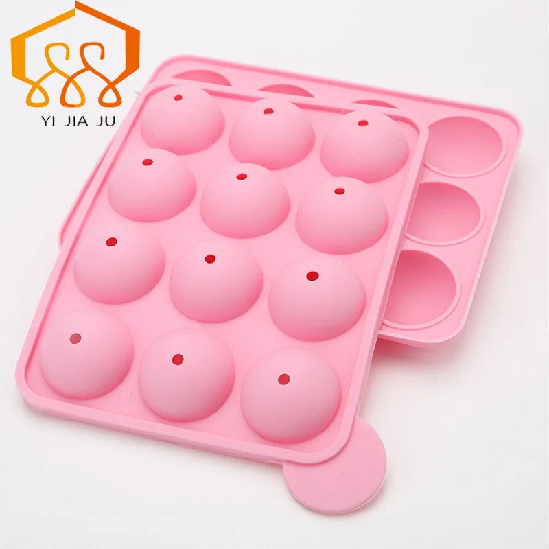Silicone Baking Cake Mold Lollipop Mold Chocolate Ice Cube 12 Holes With Sticker Free Shipping
