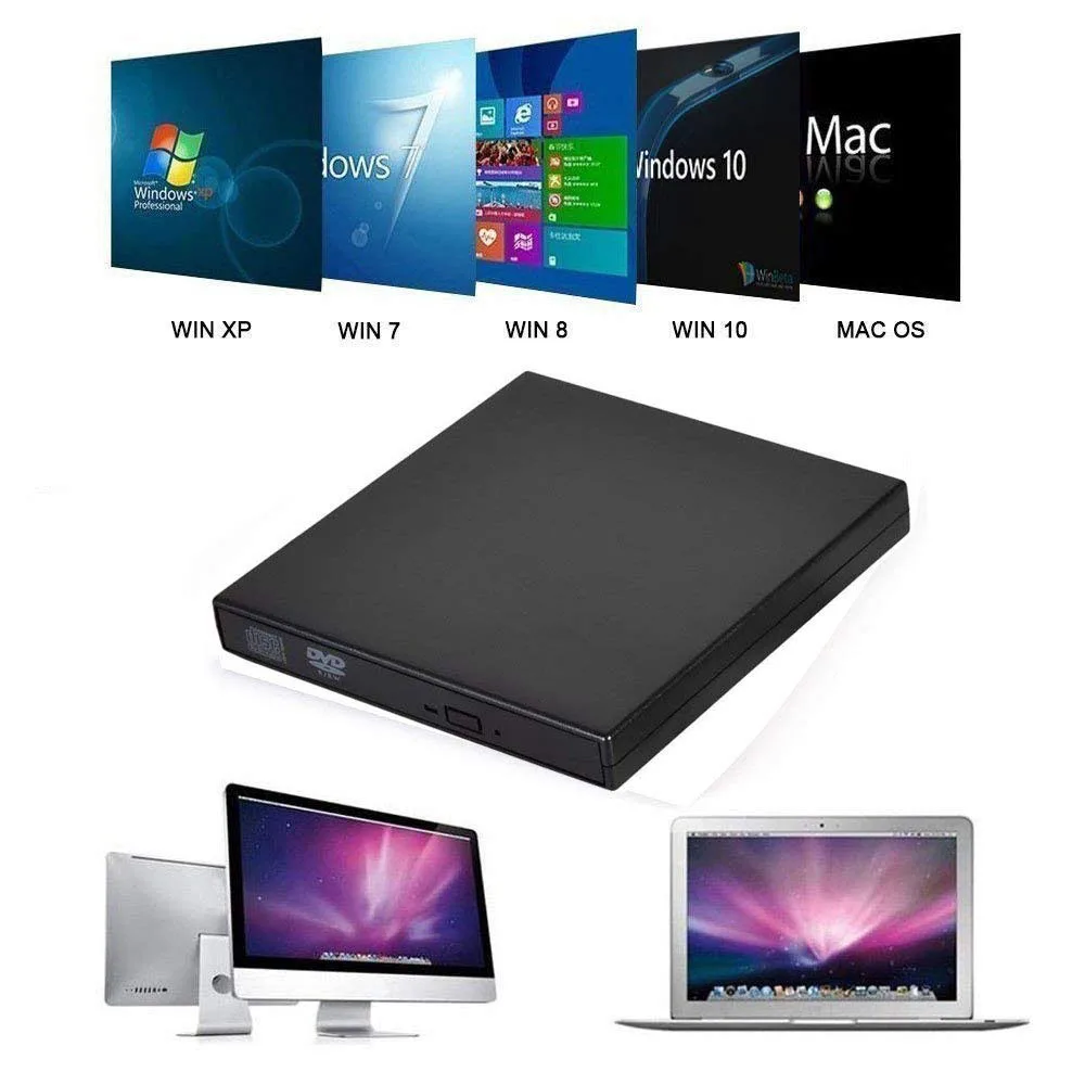Внешний оптический привод USB 2 0 DVD/CD плеер DVD-Rom для Mac Windows xp 7 8 10 ультра ноутбук ПК