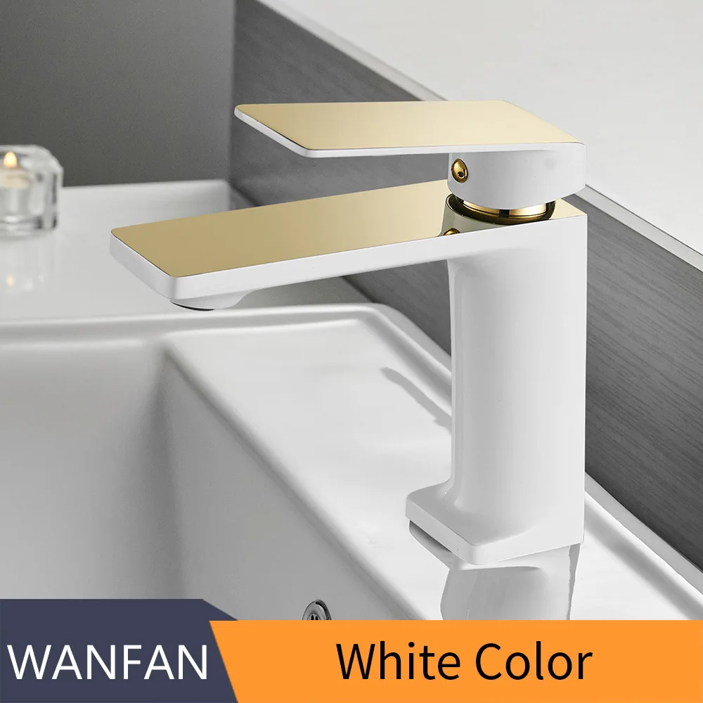 White and Gold Смеситель матовый Никель кухонный кран Torneiras Ванная комната раковина кран с одной ручкой на одно отверстие кран бассейна кран смеситель для горячей и холодной воды кран 9922 - Цвет: White and Gold