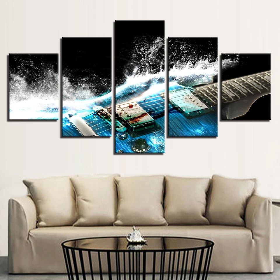 Модный домашний Декор Рамка Современная HD Printd картины 5 шт. Seaview гитара модульная