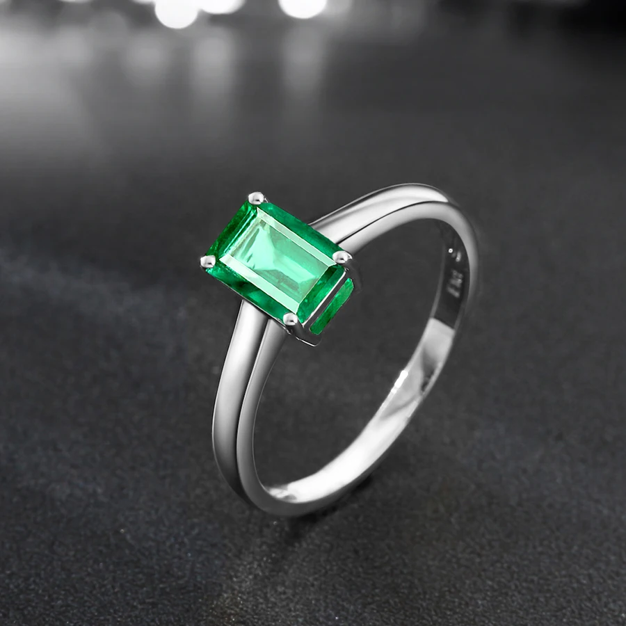 1.8ct 6*8 мм отличное кольцо для помолвки с изумрудом из Колумбии 4 зубец Твердое 14K