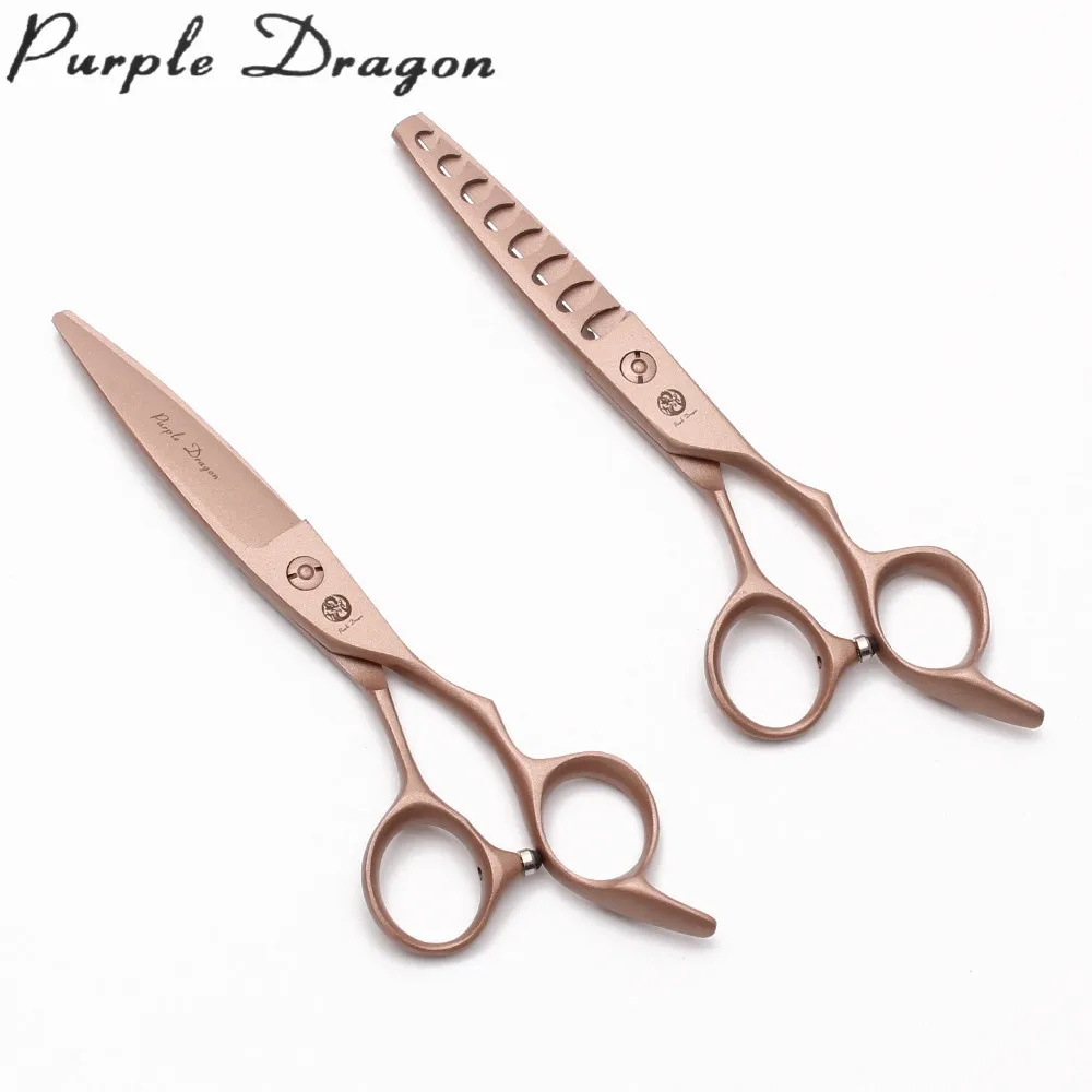 

9122# 6.0" 17cm Purple Dragon JP Stainless Rose Gold Hairdresser's Scissors Cutting Scissors Thinning Shears Salon Hair Scissors