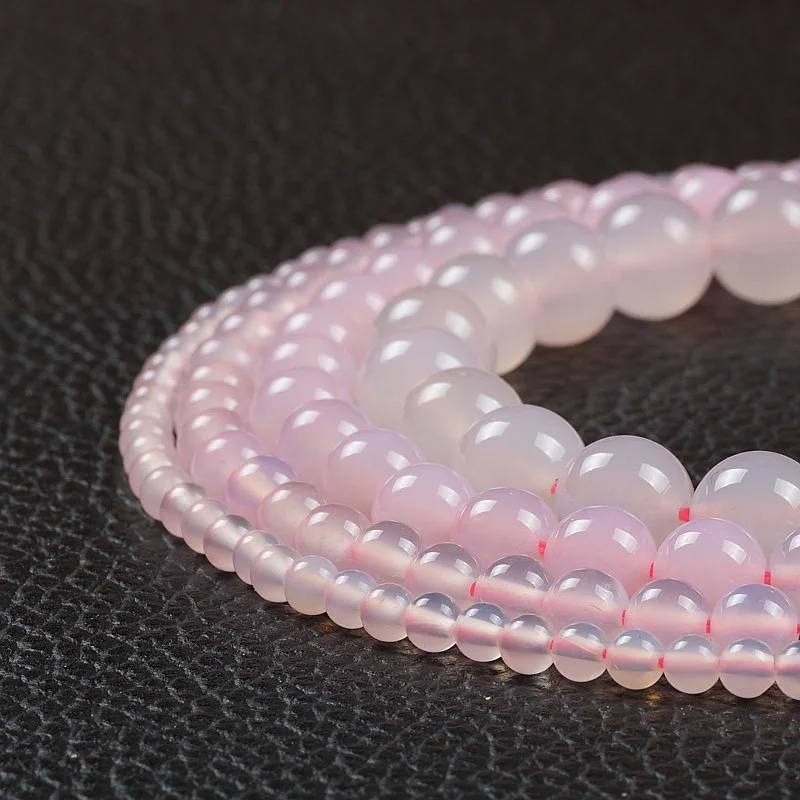 Бусины круглые из натурального розового агата 4/6/8/10 мм 15 дюймов|strand beads|strand