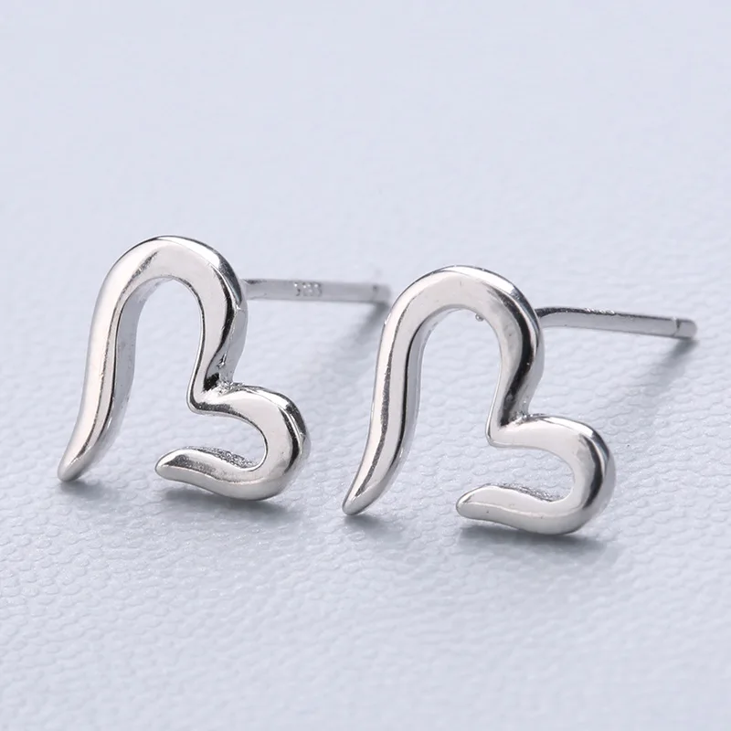 heart 925 пробы серебряные сплайсинга милые серьги-гвоздики с животными для женщин Повседневный стиль серьги для девочки личность Стерлинговое Серебро-ювелирные изделия - Окраска металла: heart