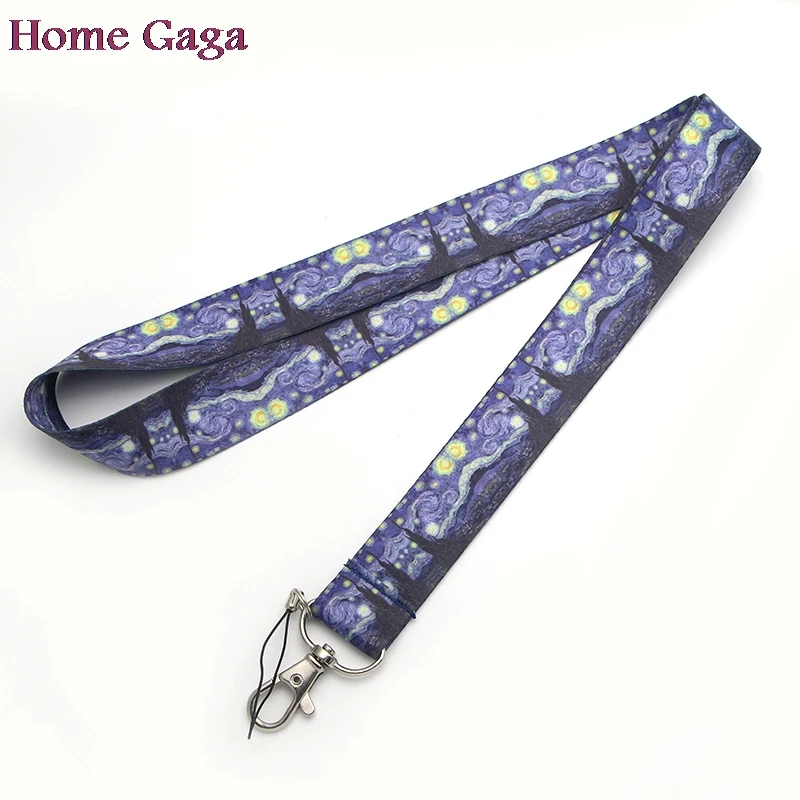 

D0246 Homegaga Van gogh starry night lanyard for Key Phones USB Flash Drives Keys Keychains ID Name Tag Badge Holders webbing