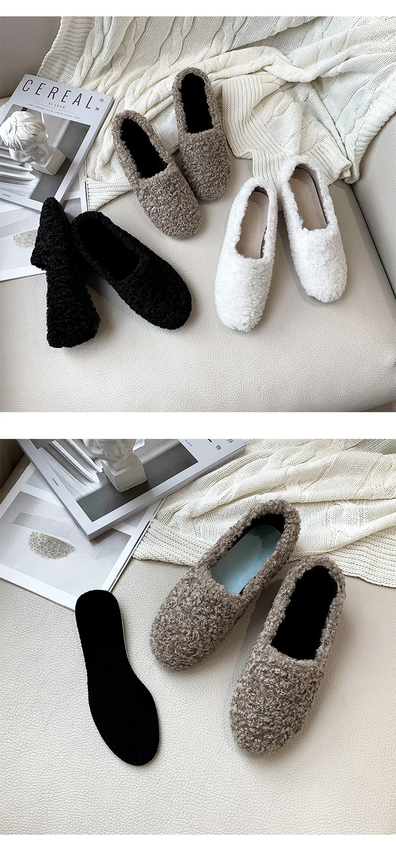 winter women real sheep fur loafers curly furry soft casual flat snow vacation non-slip cute young ladies luxury fashion shoes