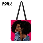 Холщовая многоразовая женская сумка для покупок с принтом FORUDESIGNS, складные сумки для хранения продуктов, большие повседневные тоуты