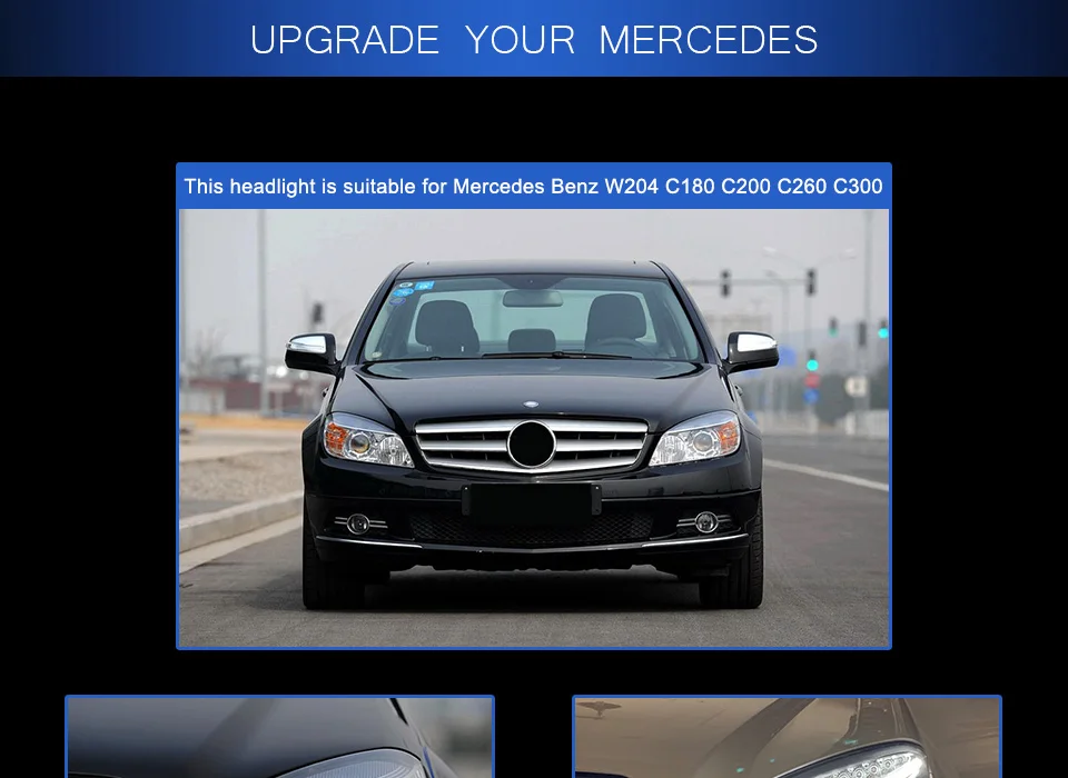АКД настройки автомобильные фары для W204 фары 2007-2010 C300 C260 обновления W205 светодиодные дневные ходовые огни на передних фарах Hid би ксенон авто аксессуары