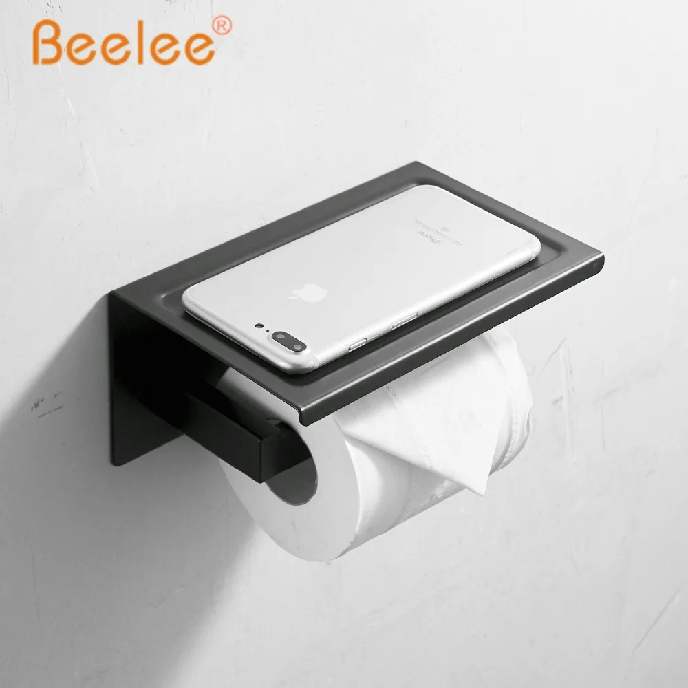 

Toilet Paper Holder Black SUS304 Stainless Steel Bathroom Toilet Roll Holder For Roll Paper Towel Square Bathroom Accessories