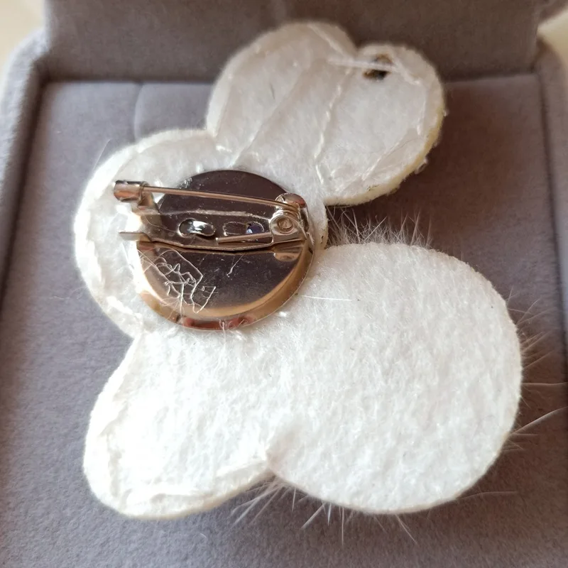 3D вышитый бисером блестками маленький кролик черно белый кот нашивка с булавкой