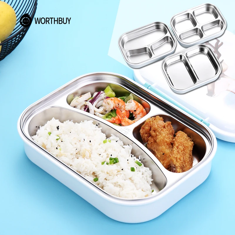 WORTHBUY японский цветной узор Bento Box 304 Ланч-бокс из нержавеющей стали с отсеками для