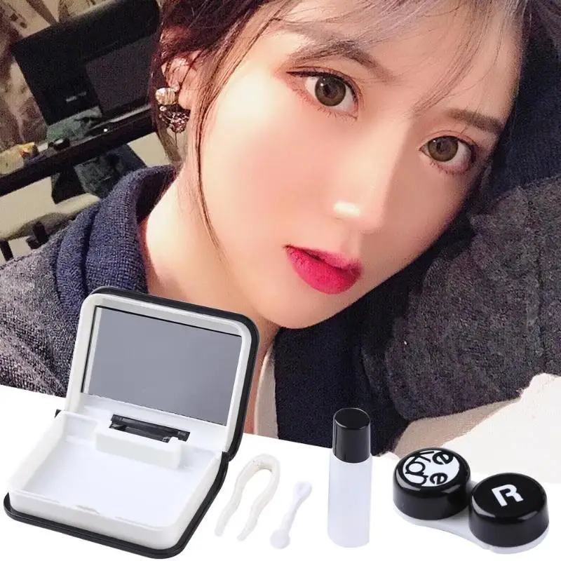 1Pcs Portable Fashion Travel Contact Lens Case Invisible Glasses Container Holder Storage Box With Mirror Hot Sale | Красота и