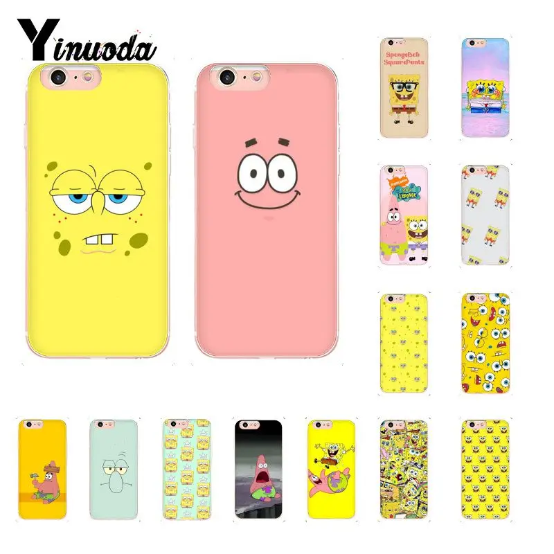Yinuoda чехол с рисунком губки боба прозрачный мягкий для телефона iPhone 6S 6plus 7 7plus 8 8Plus