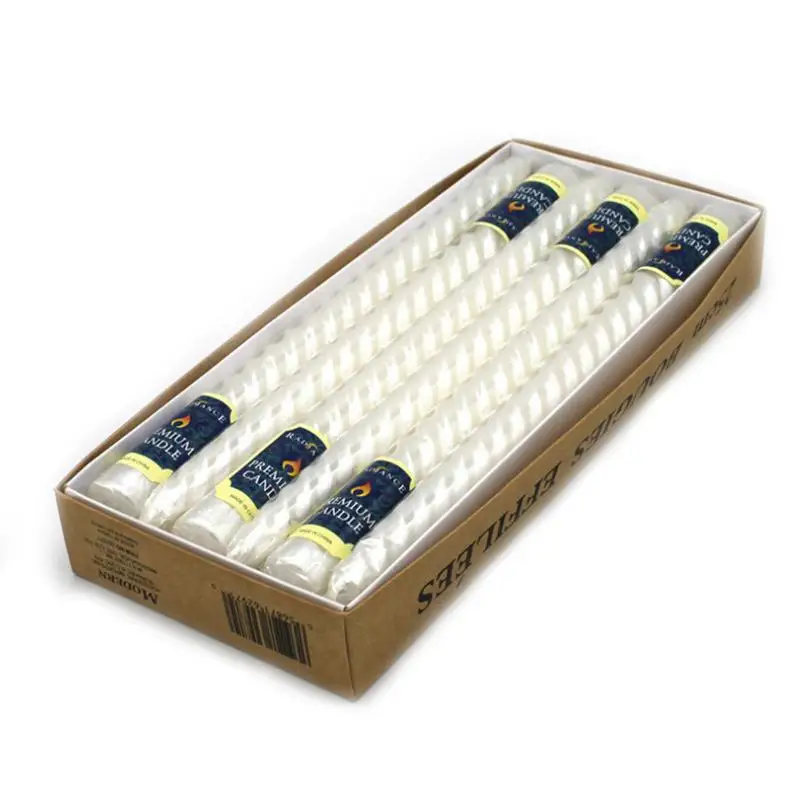 Pearl White 12 шт., европейский стиль, длинные свечи с резьбой, многоцветные, для свадьбы, дня рождения, вечеринки, бездымного масла, свеча со специальным подсвечником - Цвет: Pearl White