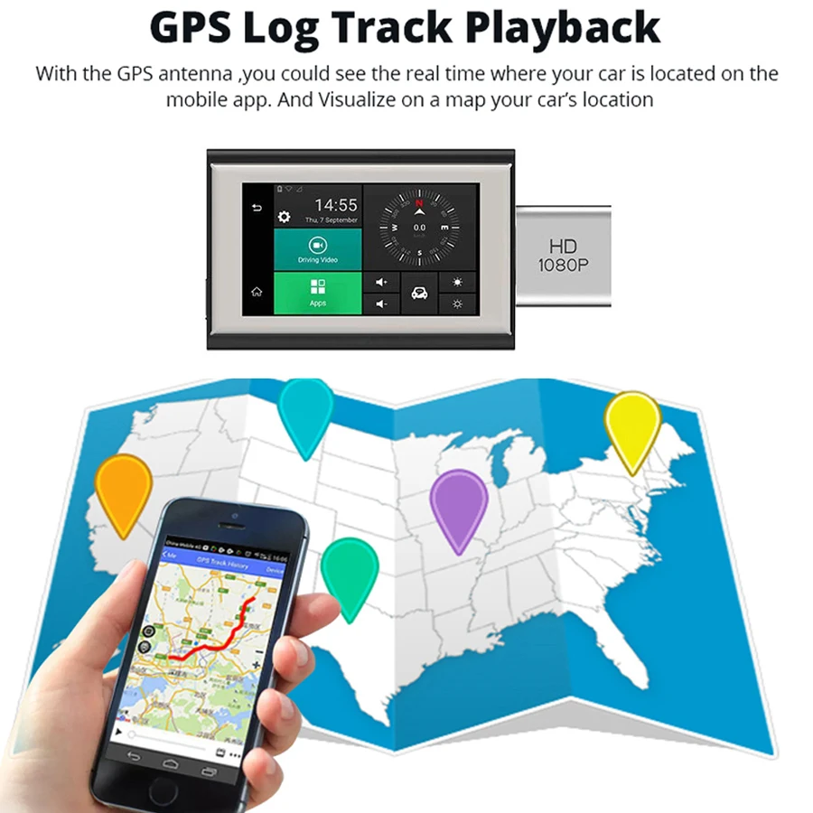 WHEXUNE Android 3G видеорегистратор 4 дюйма Автомобильный с GPS log двойной объектив 1080 p WIFI