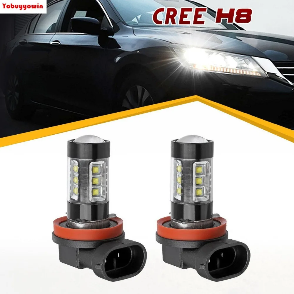 

NEW led H8 H11 H9 80w White 6000k Car Fog Light Driving Lamp By High Power LED w/ Built-In Canbus and Black Auminum Alloy
