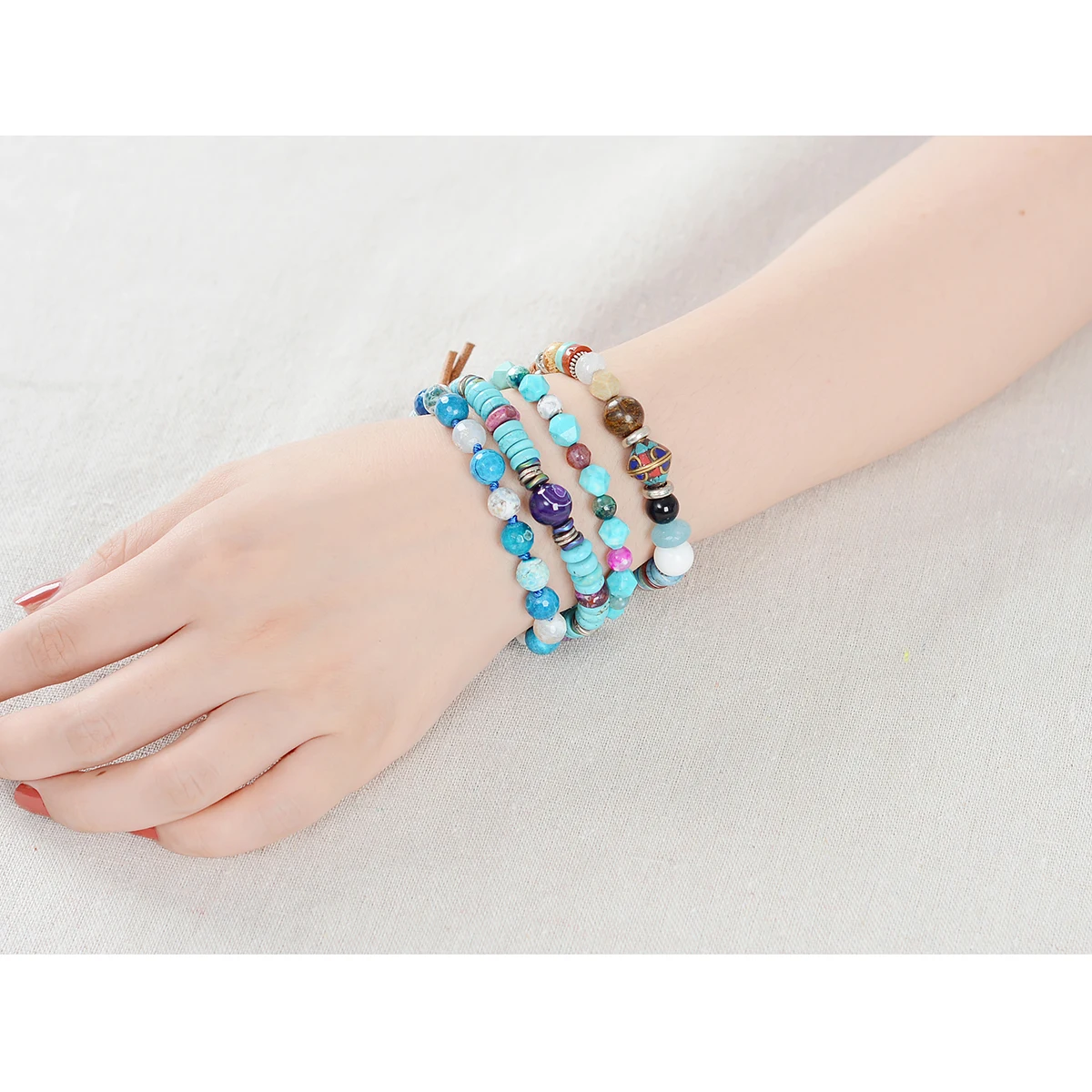 Креативные ювелирные подарки ручной работы 3 нити натуральные камни кнопки