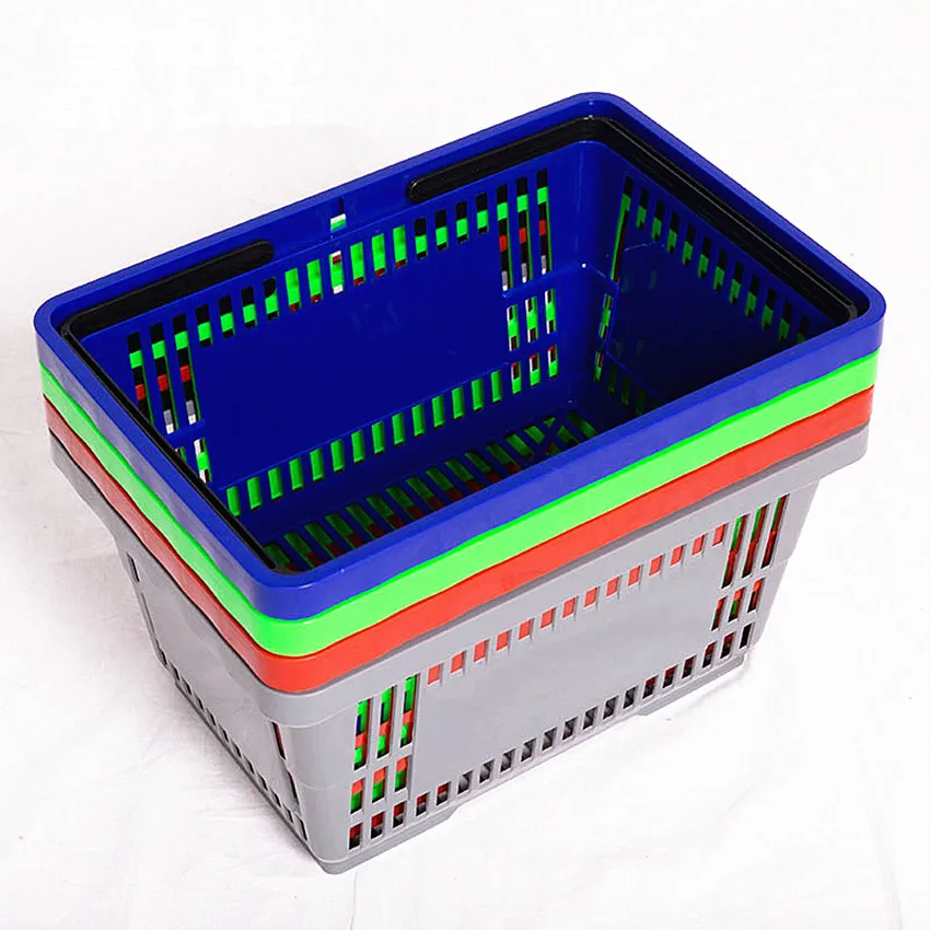 Пластиковые корзины для покупок супермаркета хорошего качества розничных