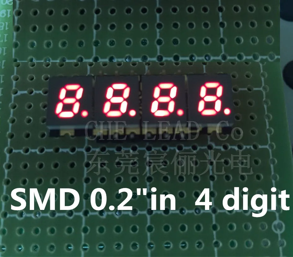 4 битная цифровая трубка smd 0 2 дюйма Красный 7 сегментный светодиодный SMD дисплей 28