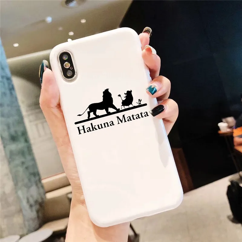 Мягкий силиконовый матовый чехол из ТПУ для iPhone 6 XR XS MAX 8 8Plus X 7 7Plus 11 Pro, чехол с изображением короля льва пумбы Hakuna Matata - Цвет: BHSR-19224