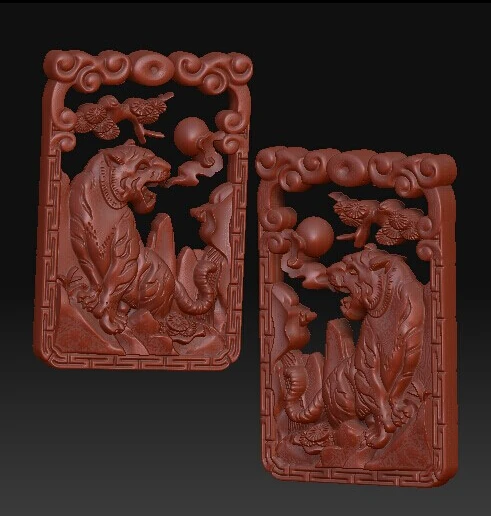 3D фотообои для ЧПУ в формате STL двусторонний тигр|3d model relief|3d relief modelfor cnc |