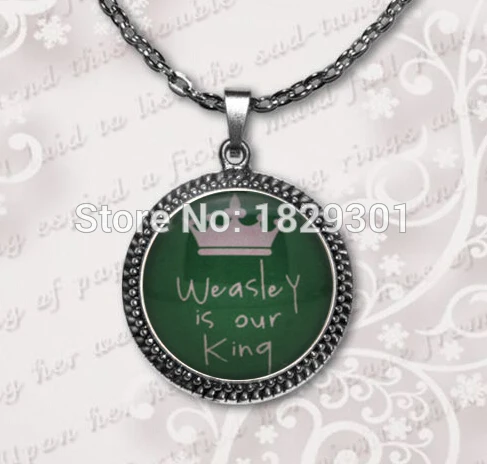 Модное колье ожерелье макси Slytherin ожерелья Weasley Is Our King Draco Malfoy стеклянный купол HZ1 |