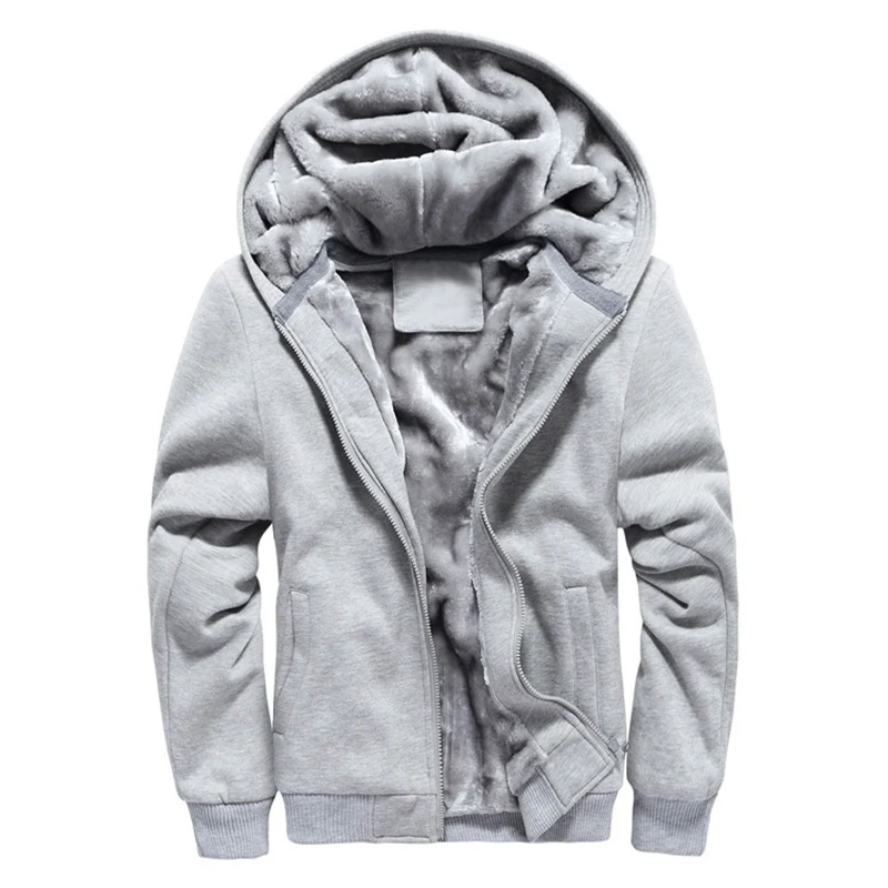 Мужская модная толстовка с капюшоном плотная Теплая Бархатная меховая