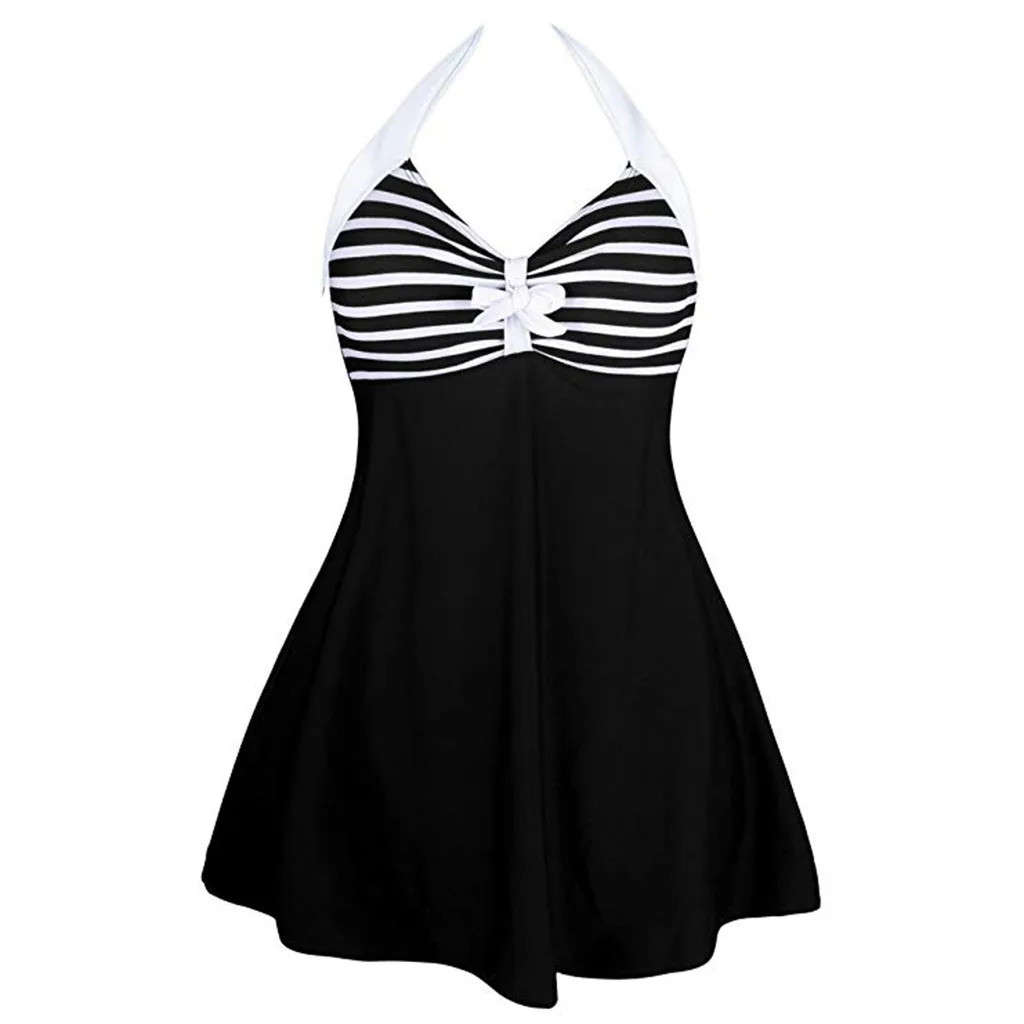 Г. пикантные Большие размеры в полоску юбка купальники Для женщин цельные купальники купальник Танкини женский купальный костюм Купальники платье Z501