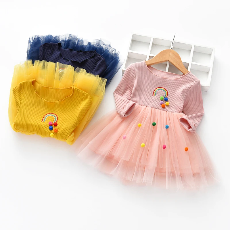 BibiCola 2020 girls fashion dress spring autumn new children long sleeve mesh party for kids cotton princess | Детская одежда и