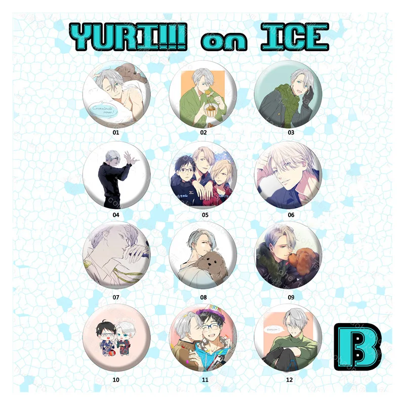 1 шт. 58 мм значок аниме Yuri on Ice Plisetsky Victor Nikiforov Katsuki бейдж Брошь на булавке рюкзак с