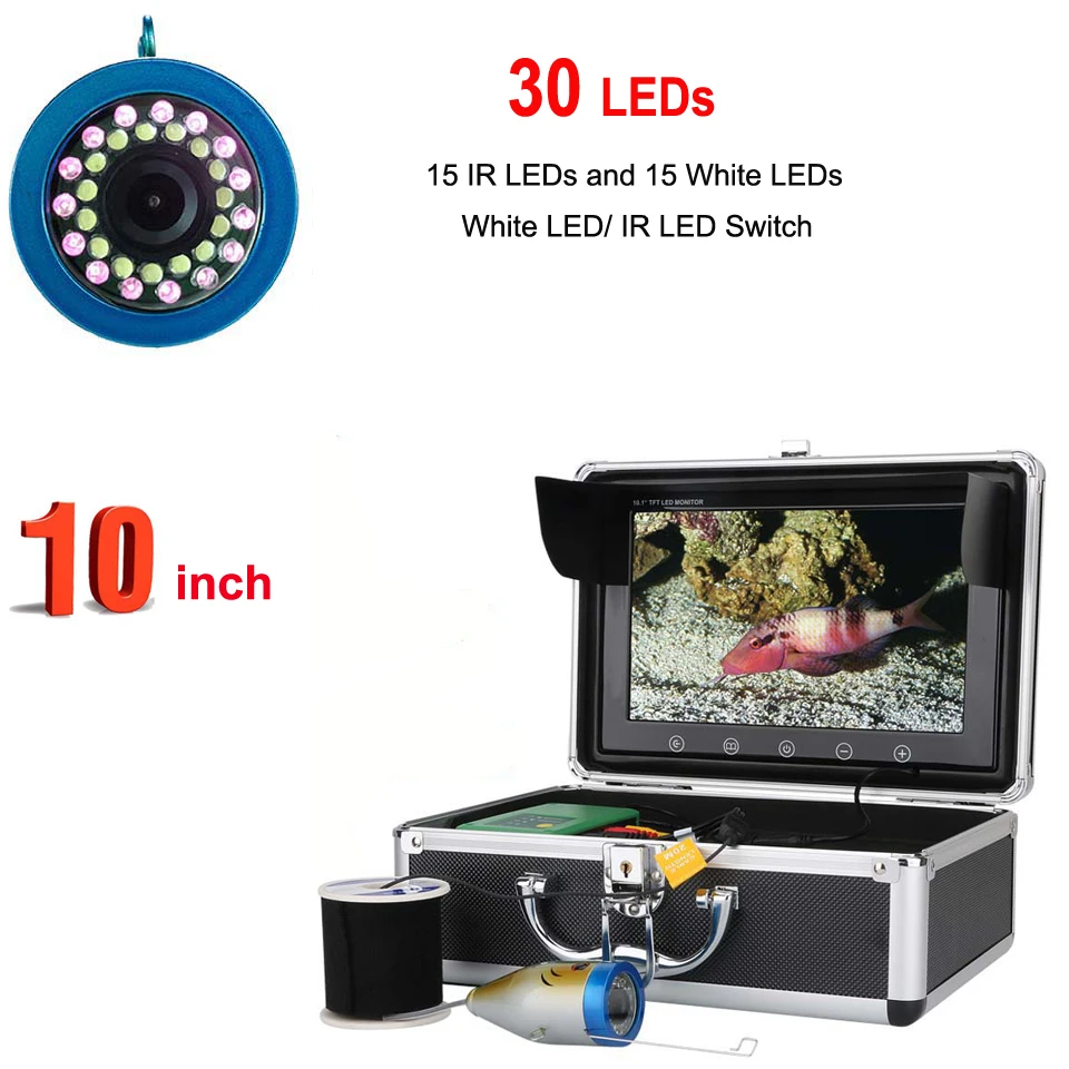10 дюймов TFT HD 1000TVL подводная рыболовная камера 30 м 50 15 шт белые светодиоды +