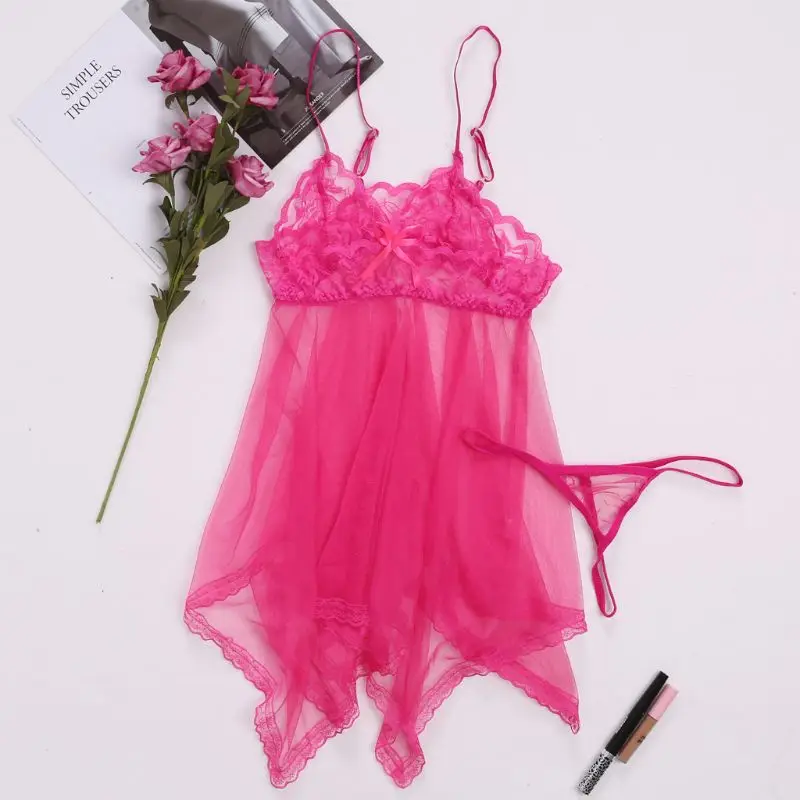Женское сексуальное кружевное нижнее белье ночное одежда для сна Babydoll платье +
