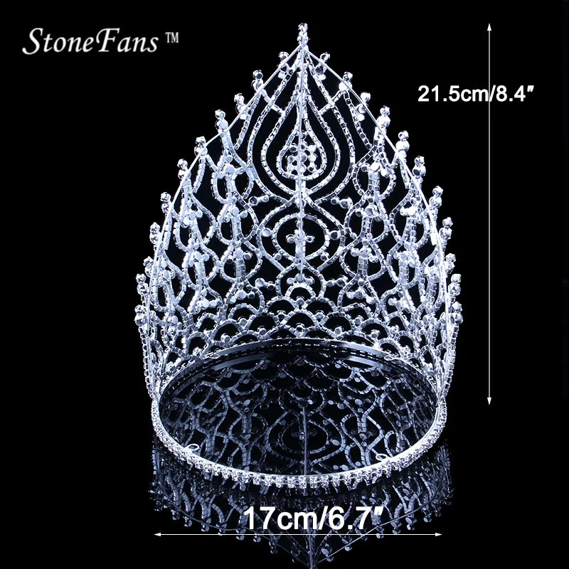 Стразы StoneFans, свадебные аксессуары для волос, ювелирное изделие, элегантная мисс корона для женщин, свадебные большие хрустальные короны и диадемы King
