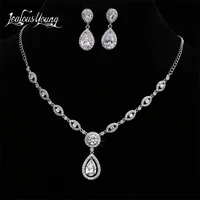 fashion water drop aaa cubic zircon bridal jewelry sets for women white gold africa beads jewelry set jewellery as148