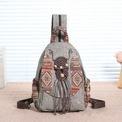 

Fashion String Appliques Shopping Women Backpacks!Hot National Geometric Printed Lady Hasp Backrack Versatile Multi-use Backruck