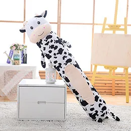 Cow Подушка для ног с мультяшными животными, спальный компаньон, плюшевый круглый длинный зоо, ферма, животное, корова, слон, единорог, 90 см/140 см - Цвет: Cow