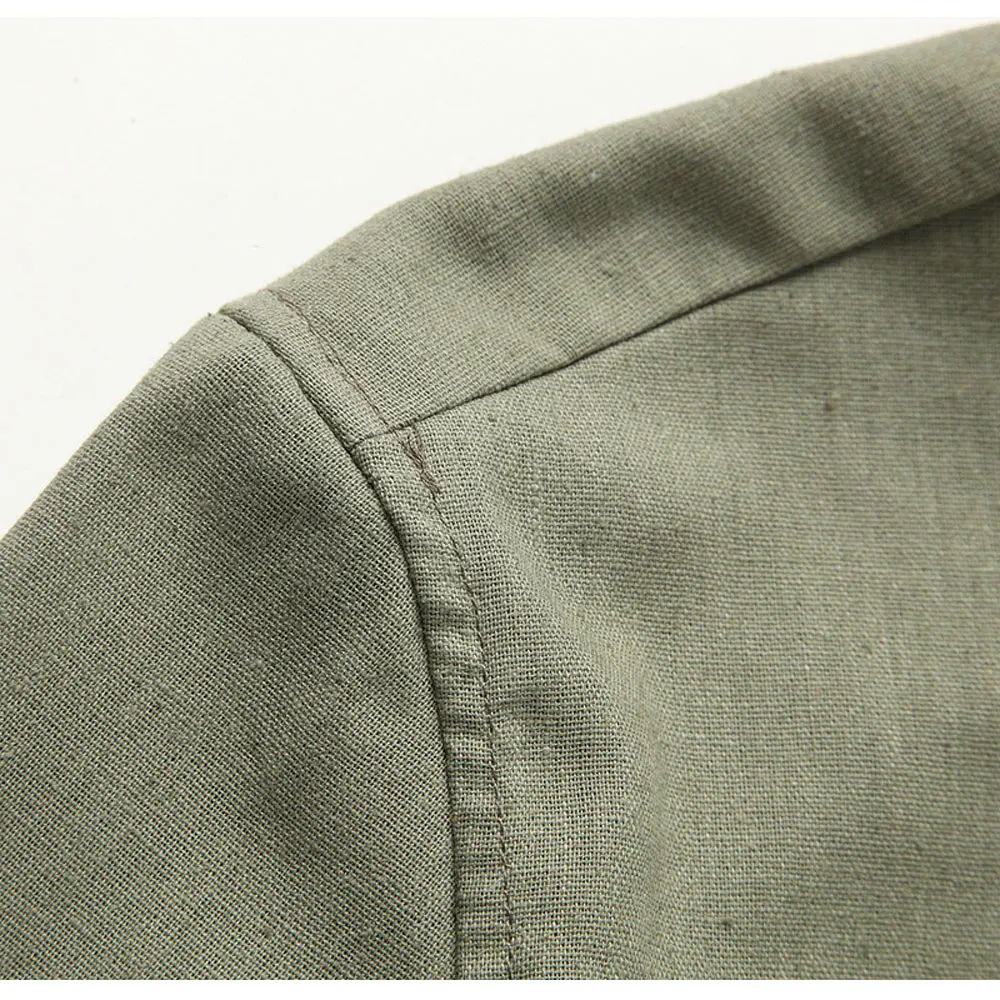 Азиатские модные мужские пуловеры рубашки для лета с длинным рукавом льняные без