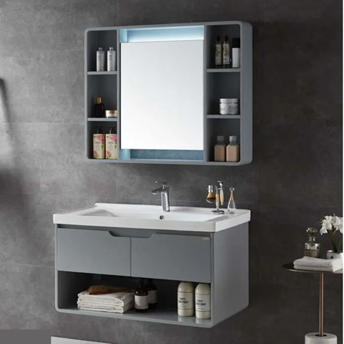 Мебель для ванной комнаты деревянная мебель шкаф с зеркалом и раковиной |