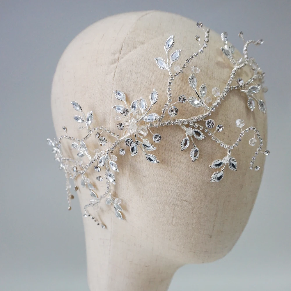 

Crystal Bridal Hair Vine Side Tiara Crown Handmade Wedding Headpiece Fashion Hair Accessories 2019