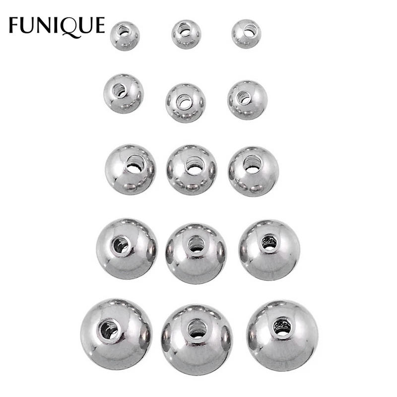 FUNIQUE 3-6 мм очаровательные бусины 50 шт. из нержавеющей стали 1-1 3 круглые