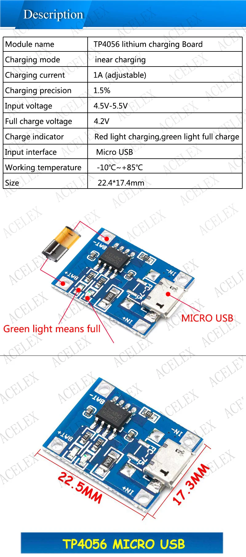 Type-c/Micro USB 5V 1A 18650 TP4056 модуль зарядного устройства литиевой батареи зарядная плата с защитой двойные функции 1A li-ion
