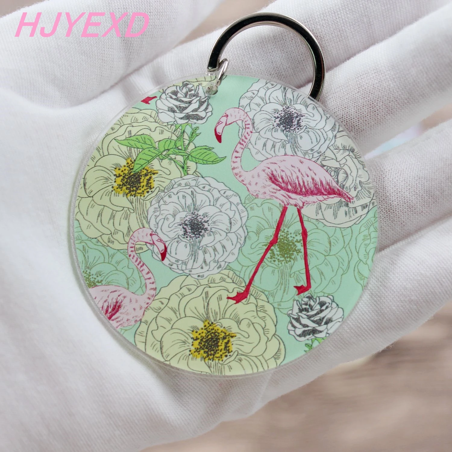 (5pcs/lot) 63.5mm Clear Acrylic Keychains 2.5&quot Circle Flamingo Keychain Monstera Leaf Tower Monogram Gift-KC007 | Украшения и
