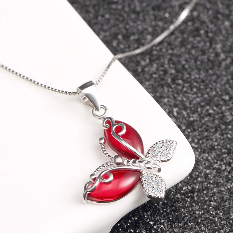 Butterfly Jewellry 925 Sterling Silver Crystals Butterfly Pendant Necklace for Women Engagement Fine Jewelry Choker