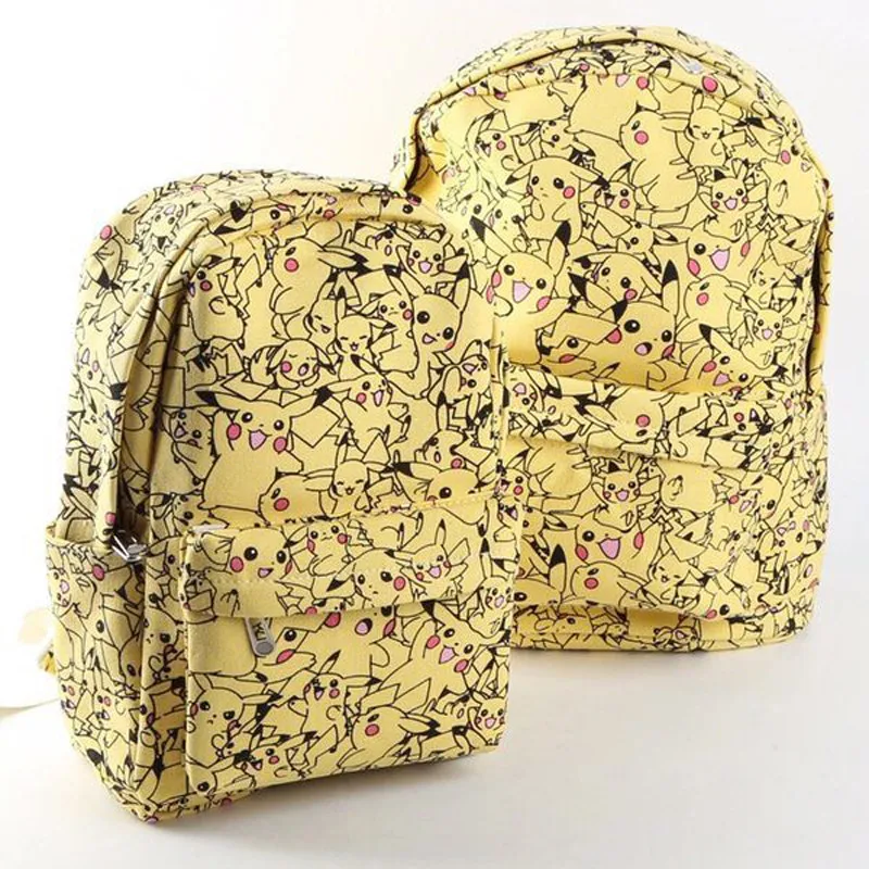 Женский парусиновый рюкзак с рисунком Pokemon школьная сумка милым принтом Пикачу