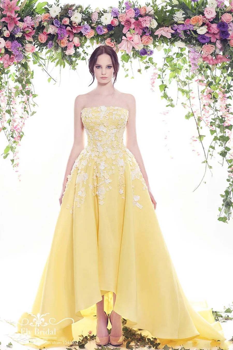 Весна 2017 Couture Пром Платья Без Бретелек Аппликации Кружева Evning Платье Бальное