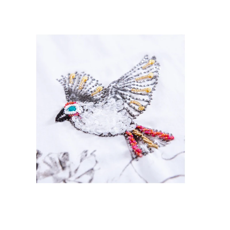 

T Shirt Women Spring Slim Basic T-shirt Sequined Animals Pattern O-neck Short Sleeve Ladies Tee Shirts Femme Woman Clothes Tee