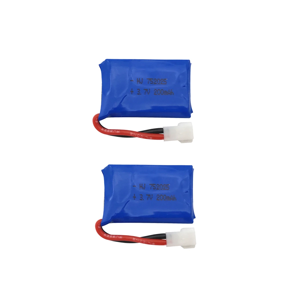 2 шт 3,7 V 200mAh Дрон с перезаряжаемым аккумулятором литий-полимерный аккумулятор 752025P для RC Syma X4 X11 X13 самолет