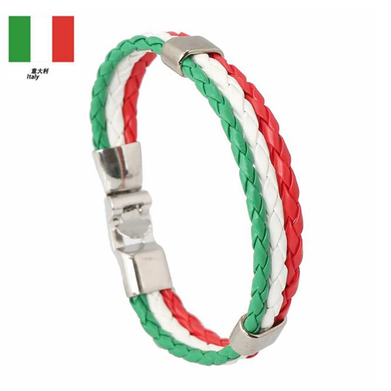 2018 мода Россия Испания Франция Бразилия Флаг Германии кожаный команды браслеты