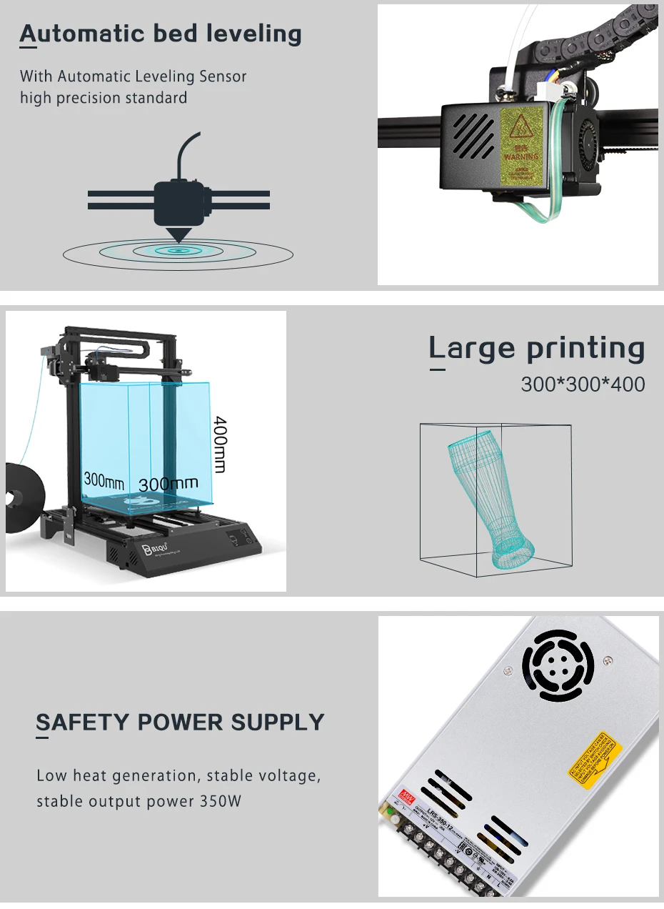 BIQU thander 3d принтер Reprap i3 металлическая рамка большого размера с питанием Resume Impressora 3D Drucker MK8 CR-10S Экструдер 3d принтер