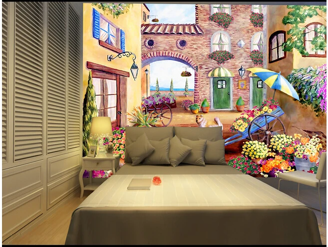 Пользовательские детские обои для средиземноморского сада ландшафта детской